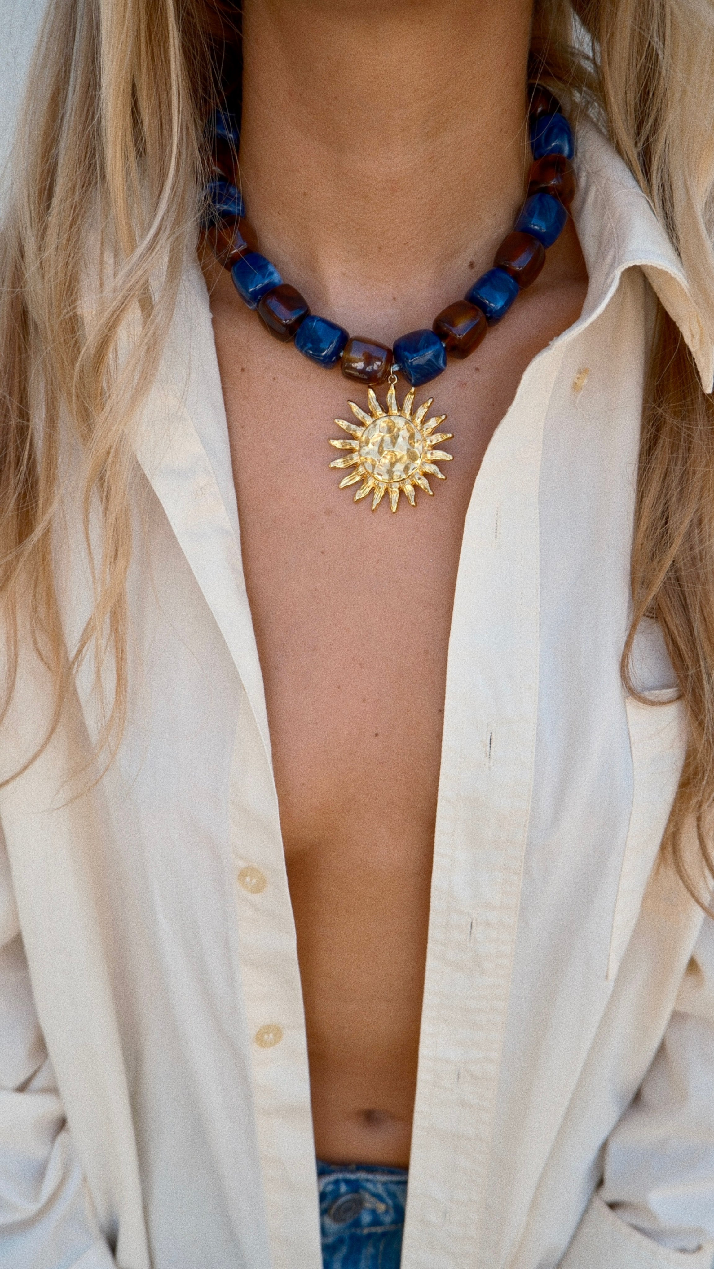 COLLIER SAUNDERS - Bleu & Marron