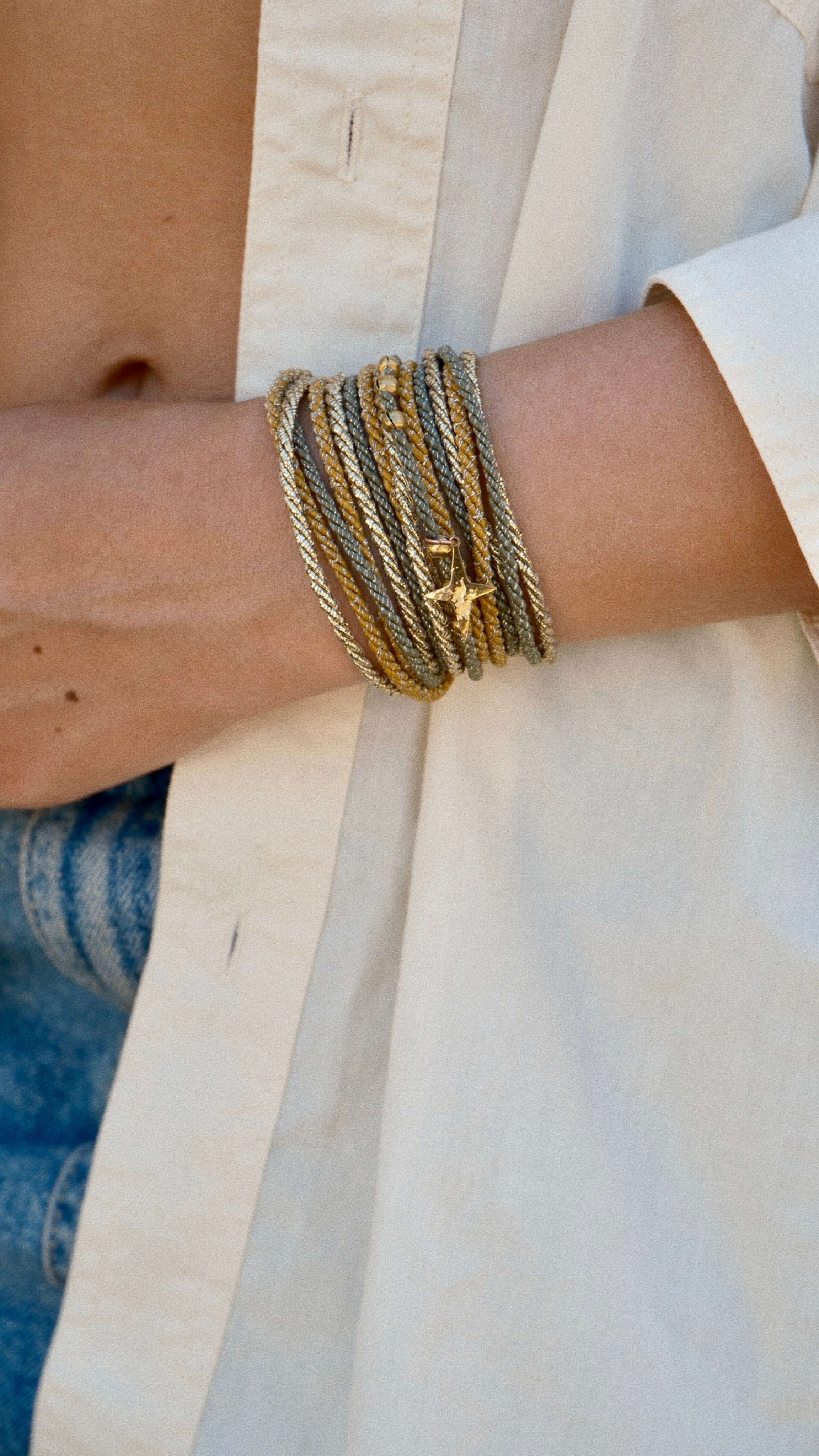 Bracelet SANDY - Kaki, Moutarde & Or