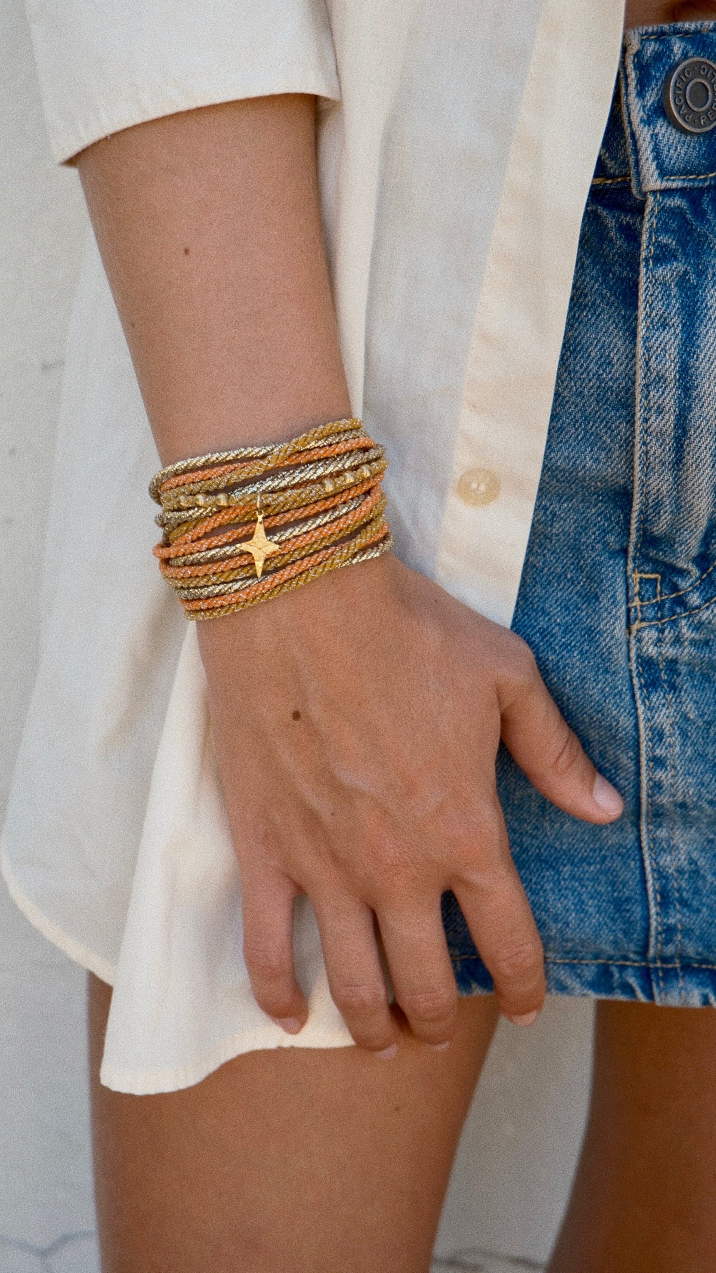 Bracelet SANDY - Orange, Moutarde & Or