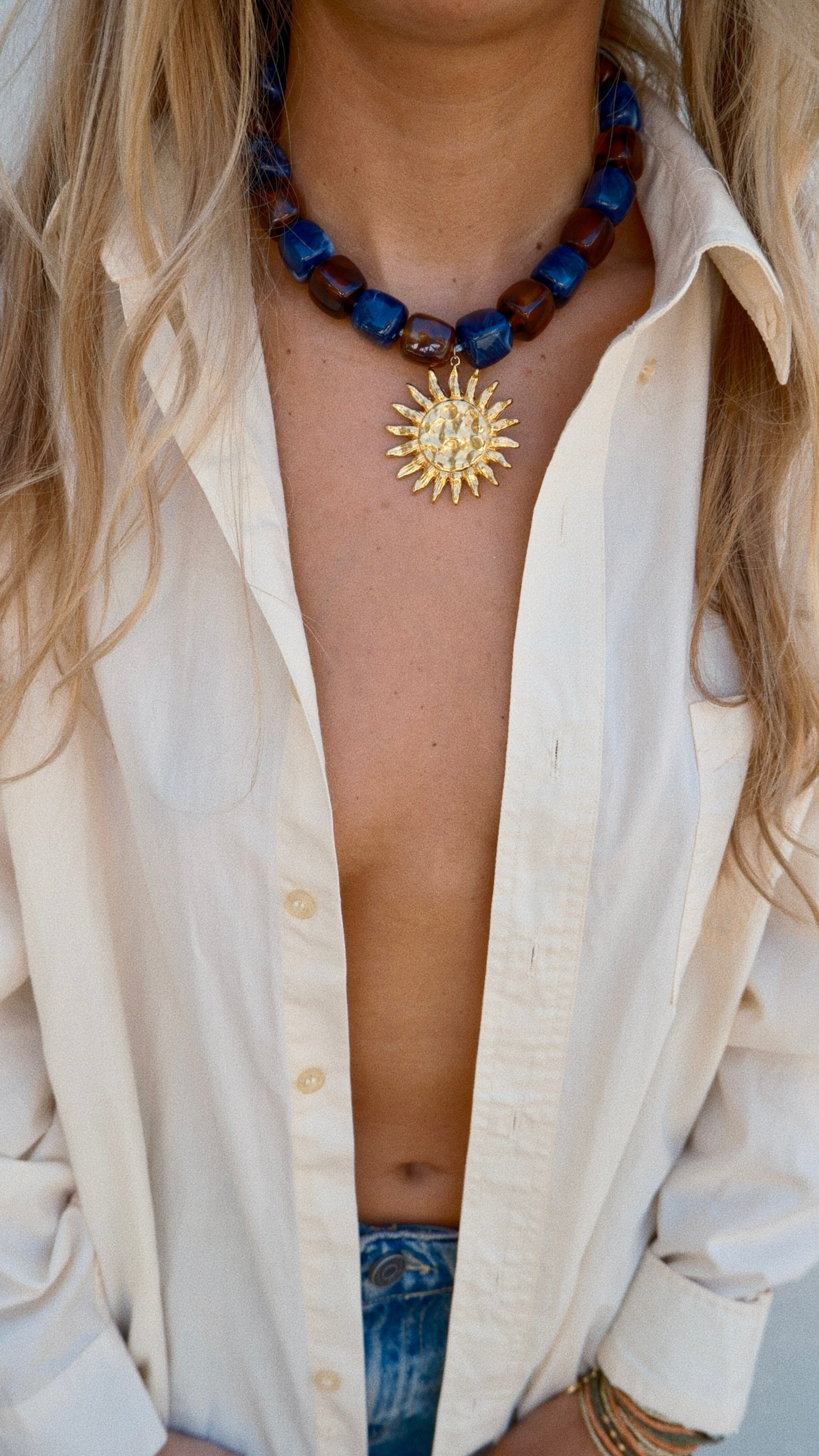 COLLIER SAUNDERS - Bleu & Marron