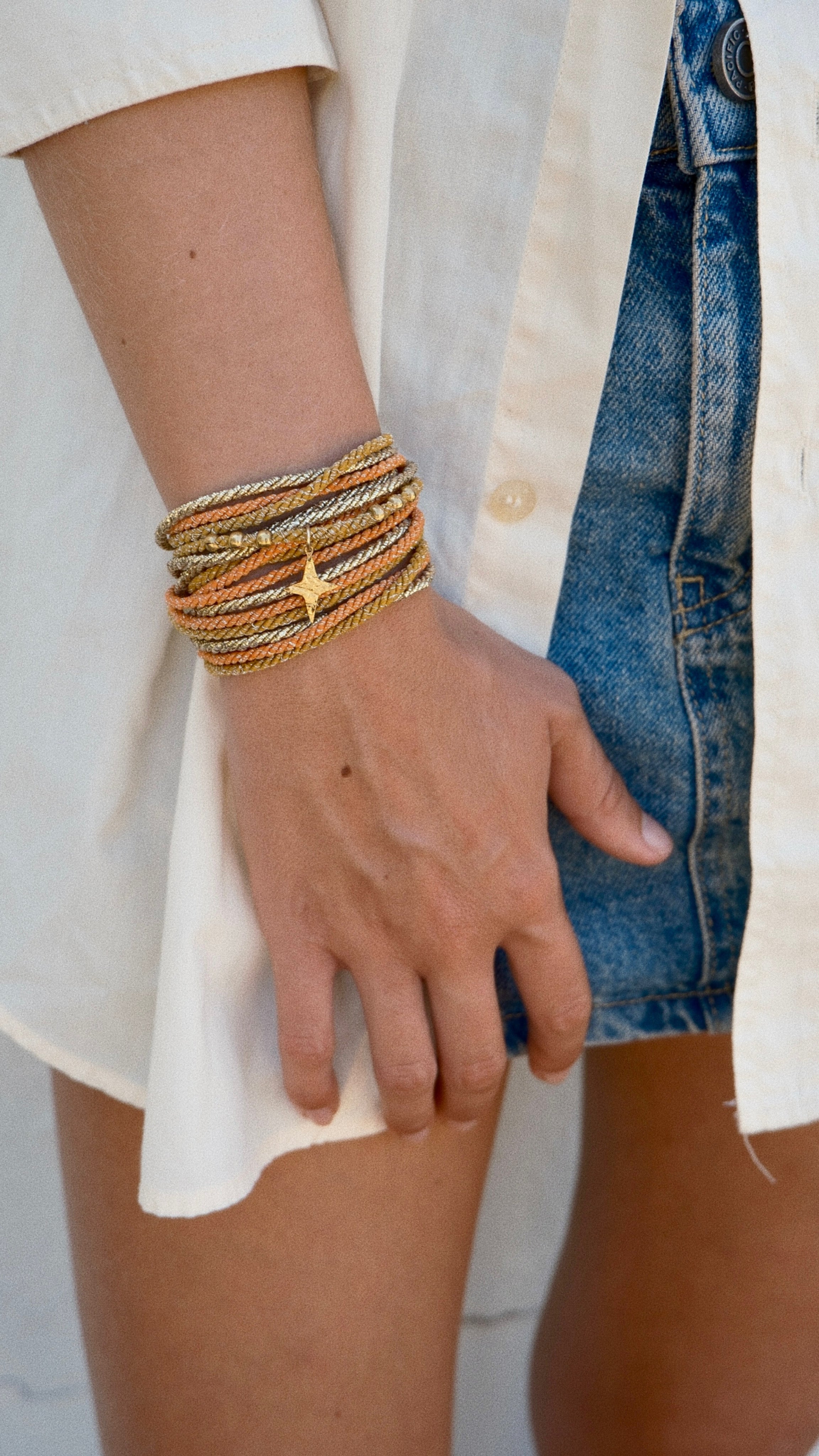 Bracelet SANDY - Orange, Moutarde & Or