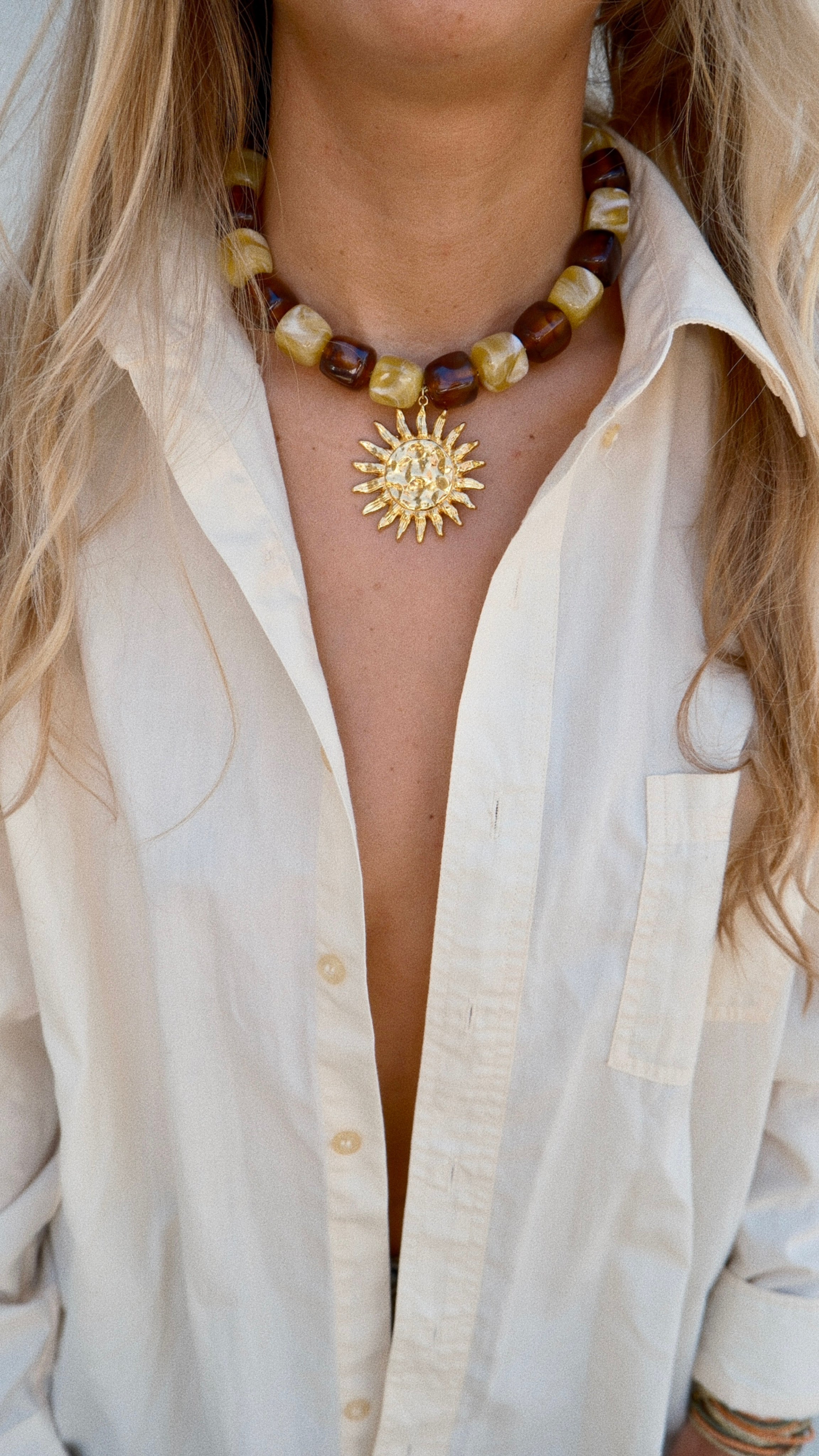 COLLIER SAUNDERS - Jaune & Marron