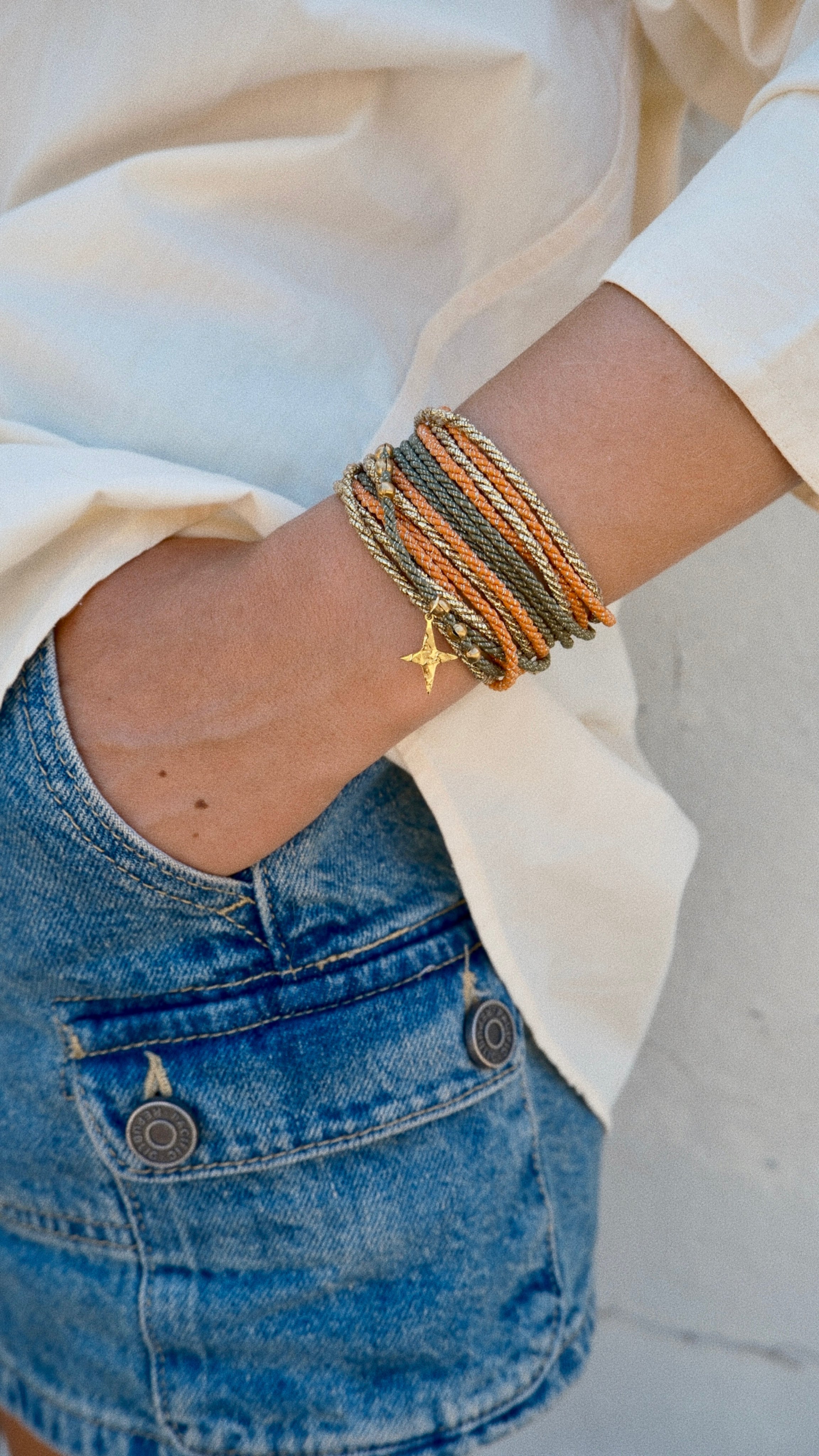 Bracelet SANDY - Kaki, Orange & Or