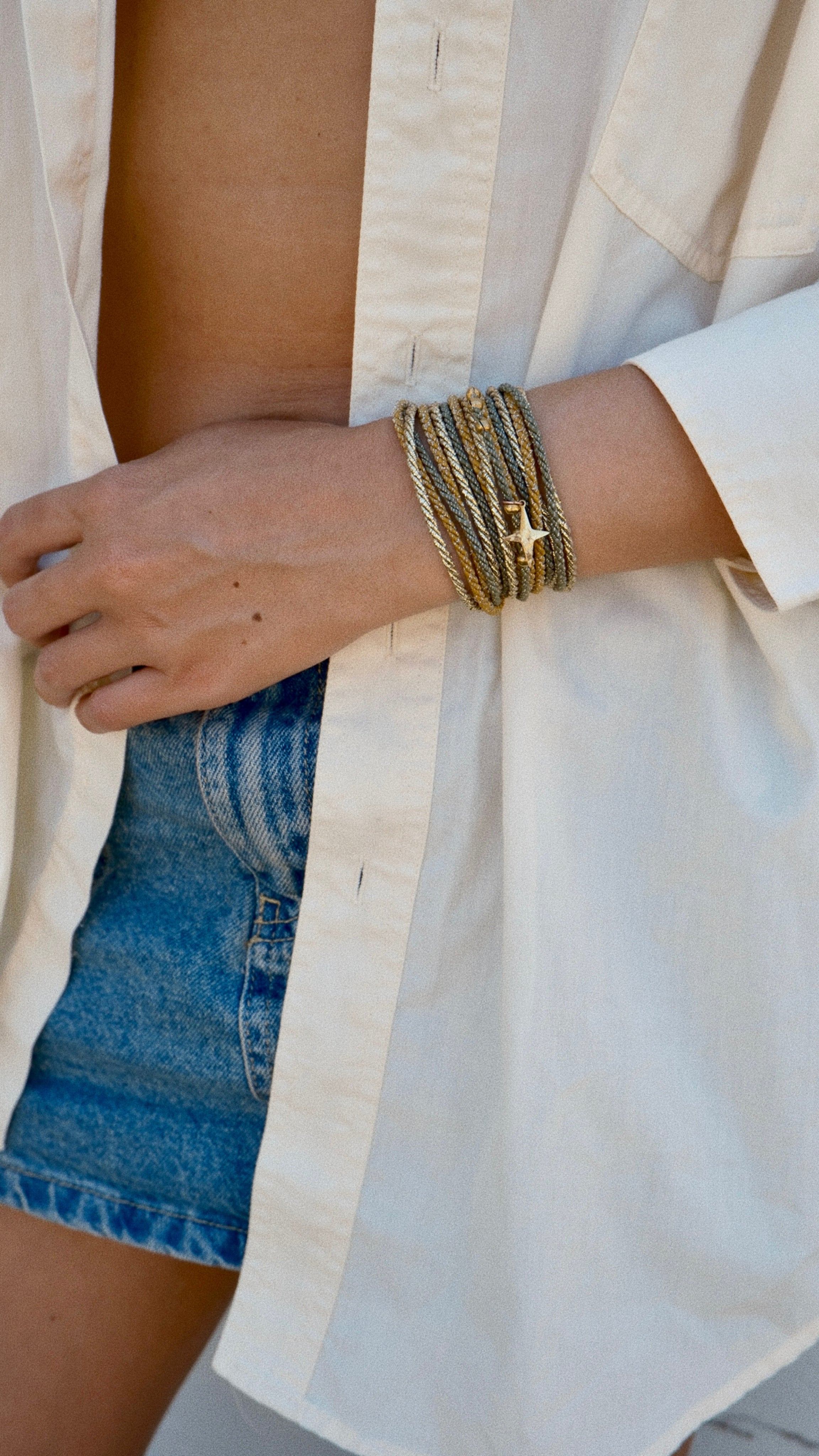 Bracelet SANDY - Kaki, Moutarde & Or