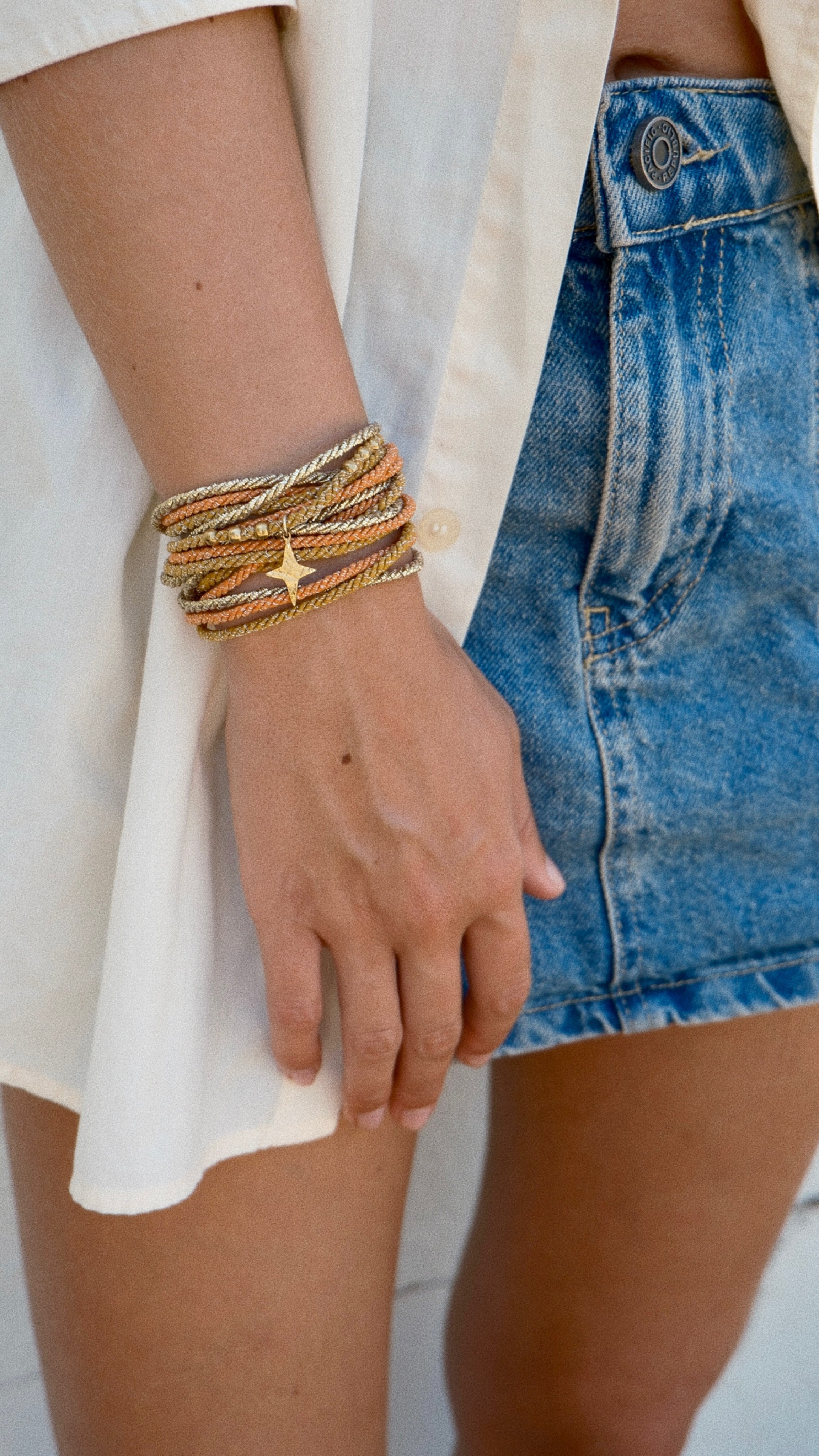 Bracelet SANDY - Orange, Moutarde & Or