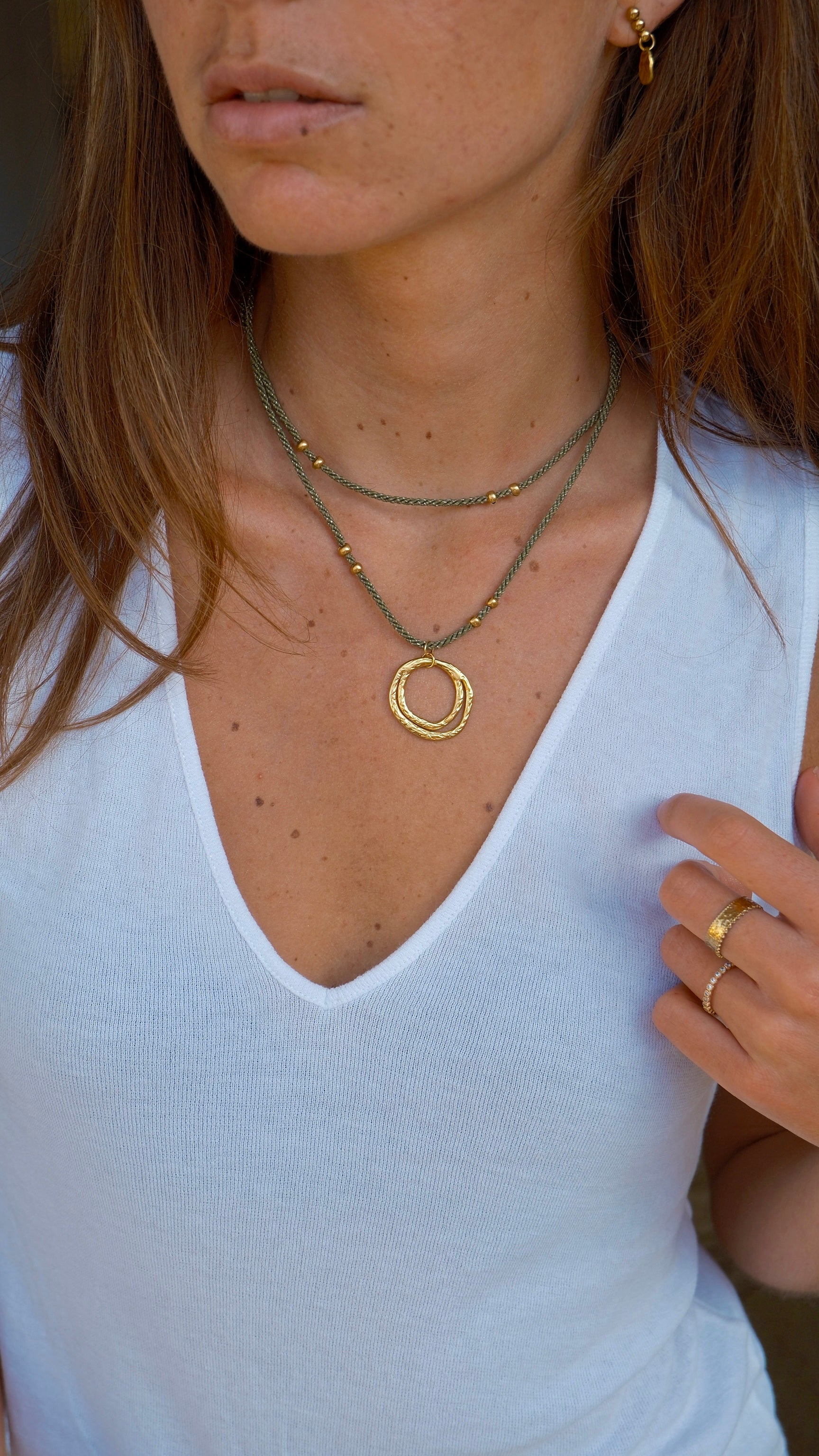 Collier Alba – pendentif double cercle
