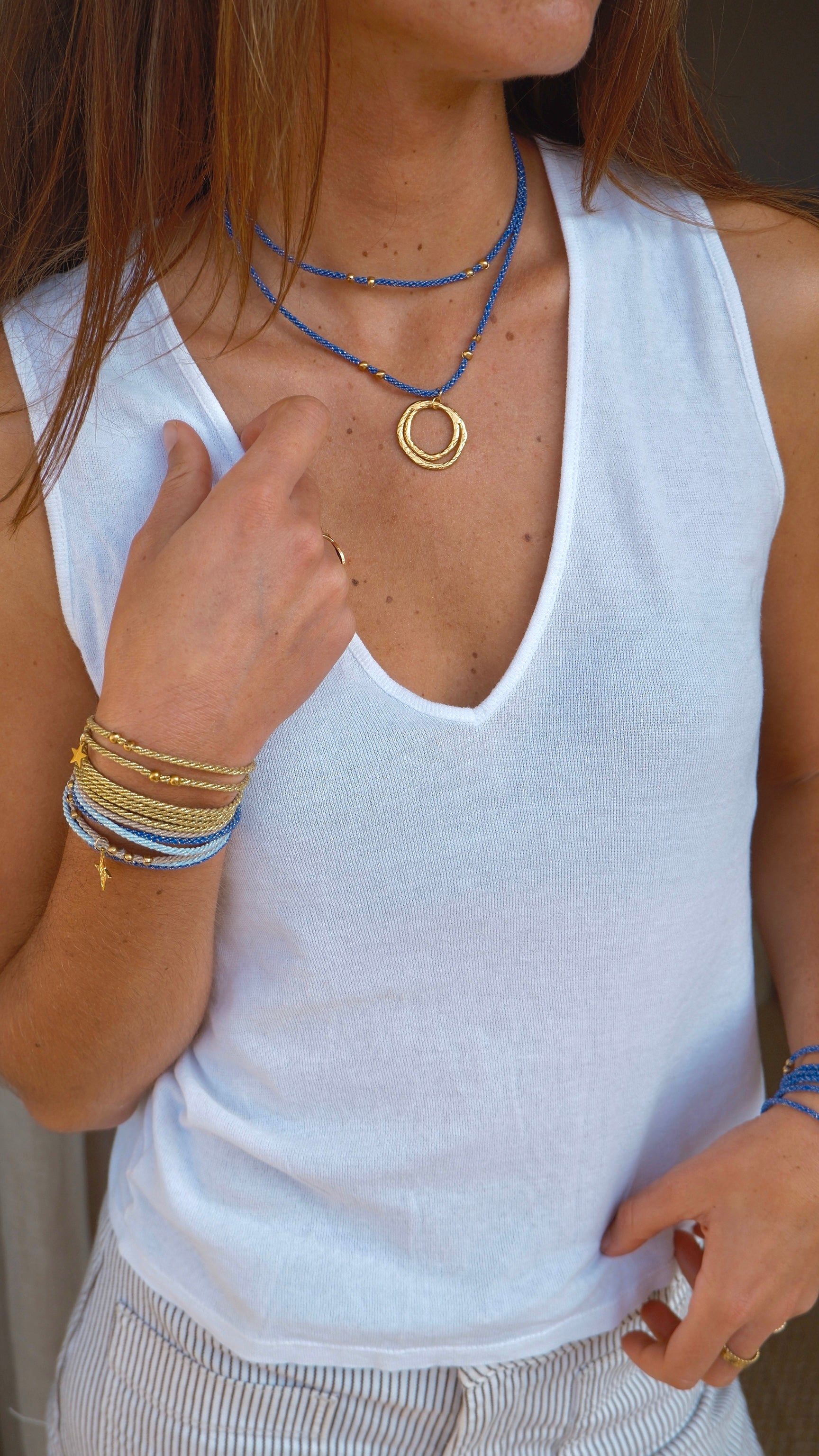 Collier Alba – pendentif double cercle