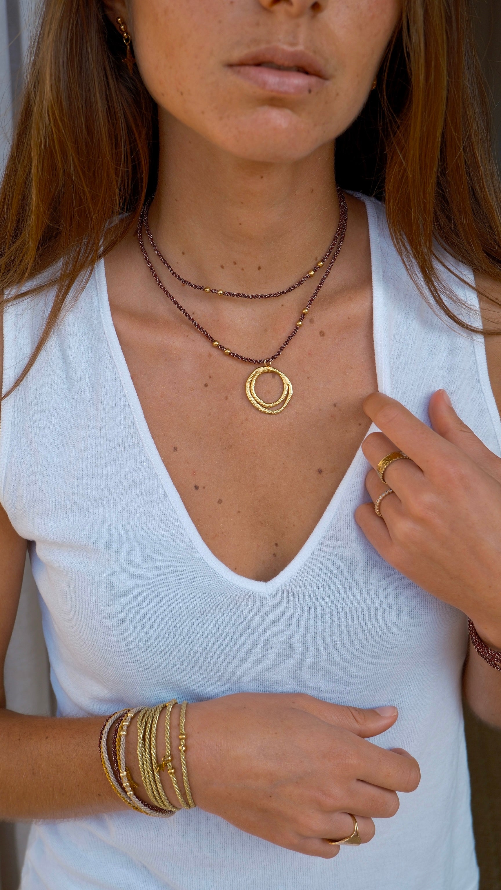 Collier Alba – pendentif double cercle