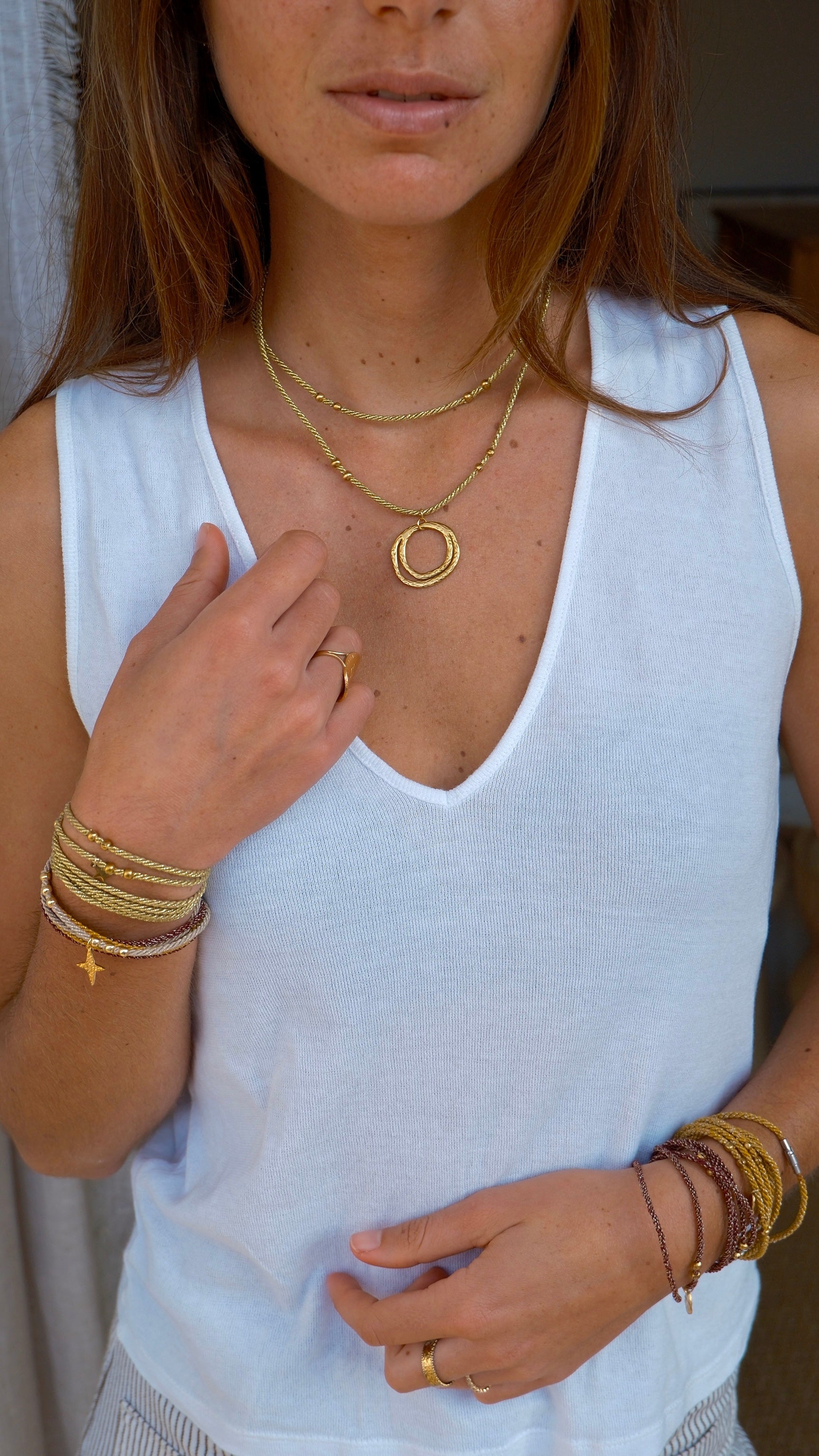 Collier Alba – pendentif double cercle