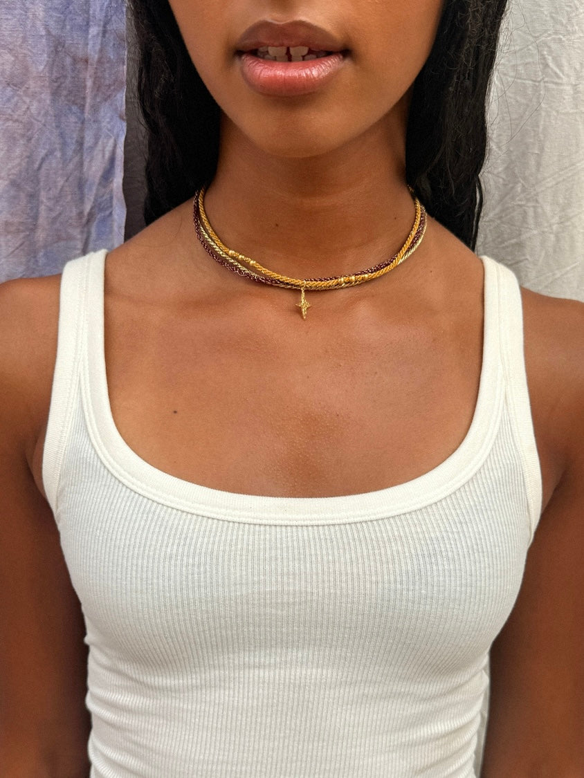 COLLIER BAYA BORDEAUX