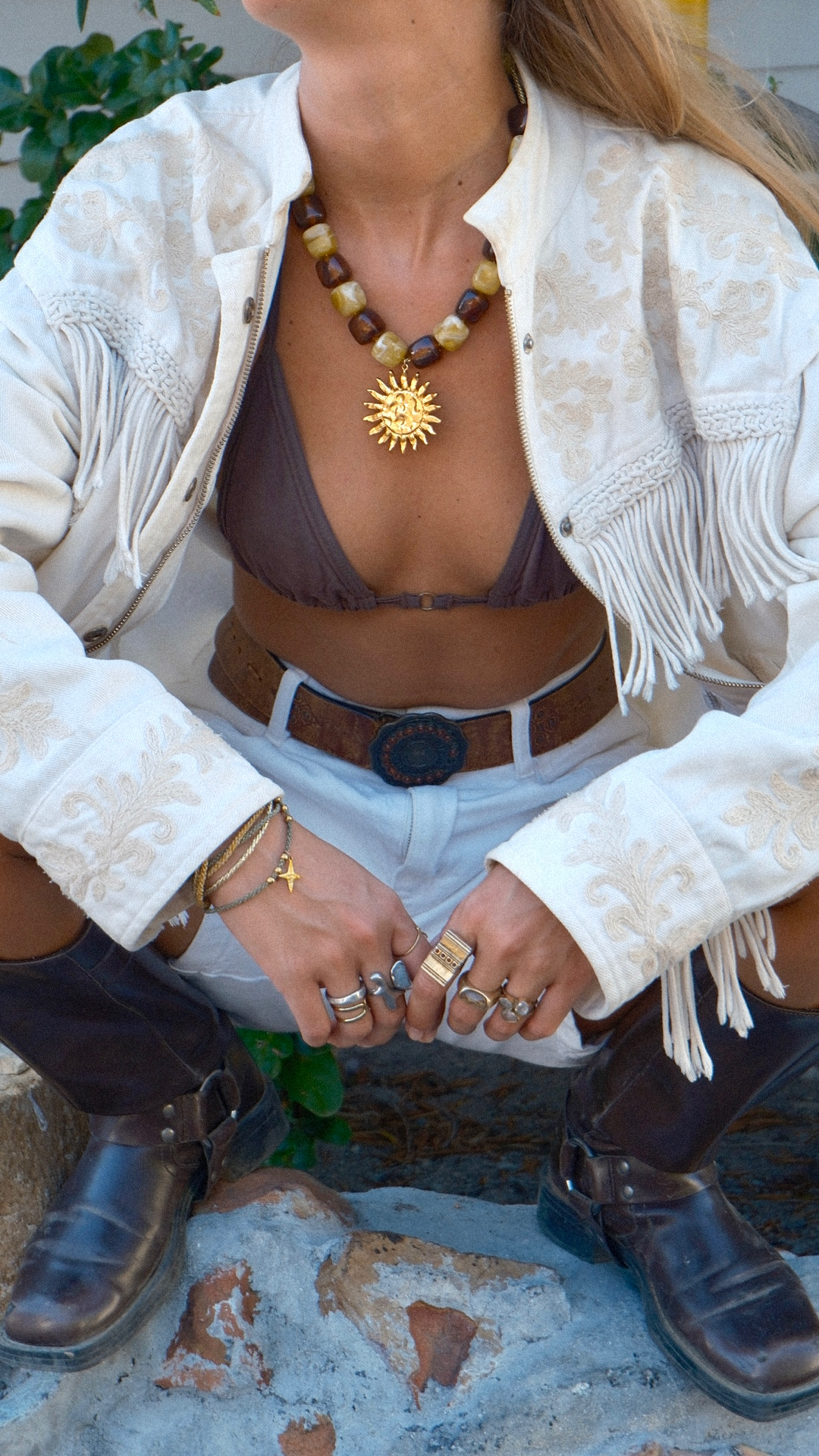COLLIER SAUNDERS - Jaune & Marron