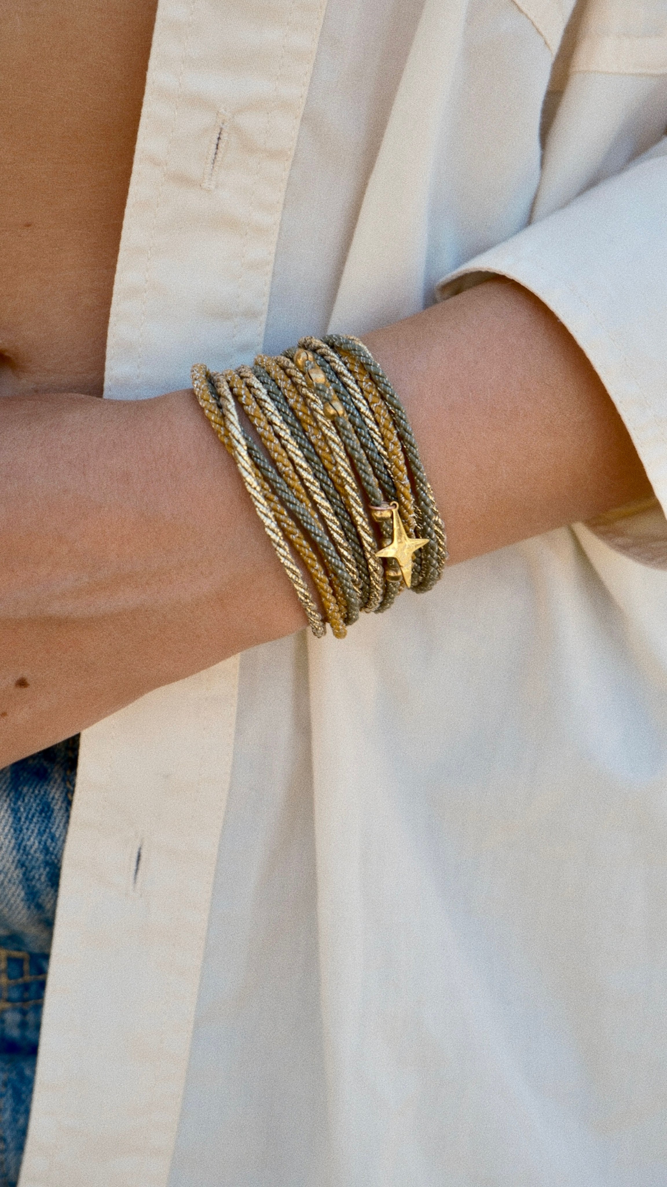 Bracelet SANDY - Kaki, Moutarde & Or