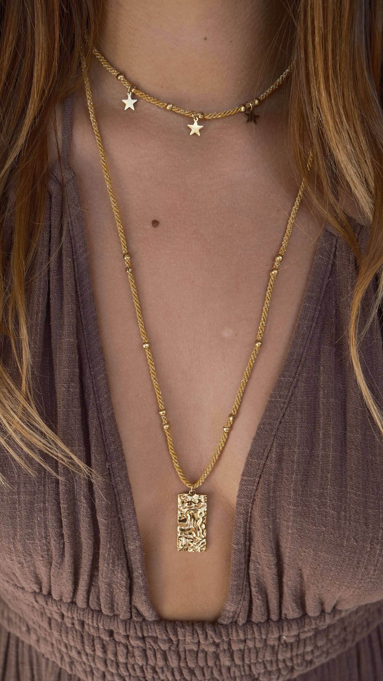 Collier Luisa – Bijou en acier inoxydable avec pendentif rectangle – Fait main à Marseille