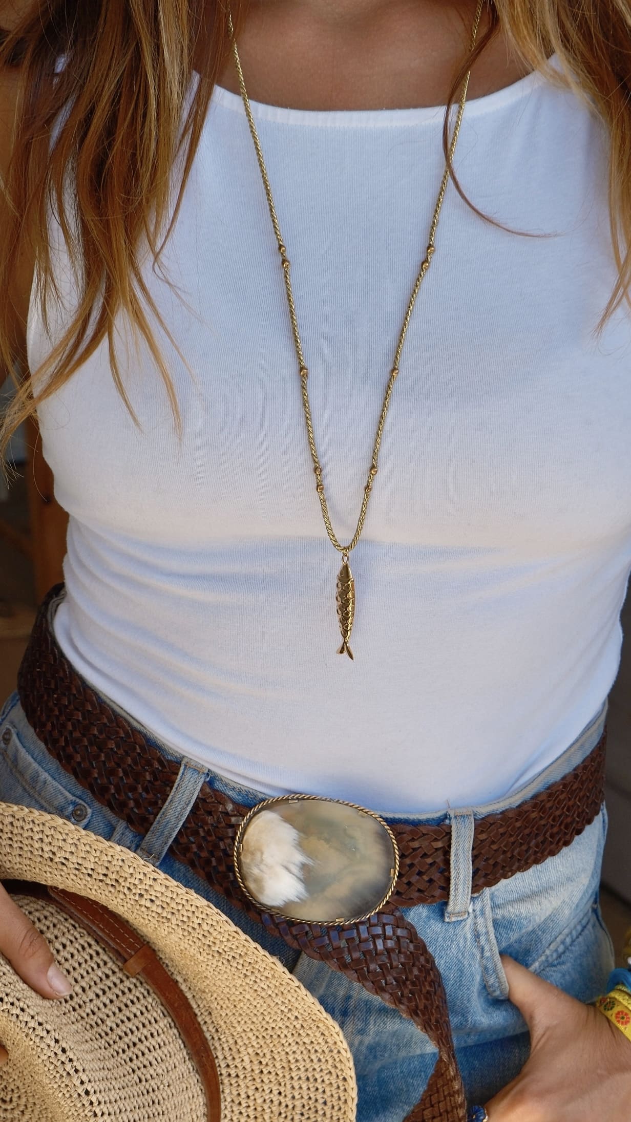Collier RAPHY – Sautoir pendentif poisson en acier inoxydable – Fait main à Marseille
