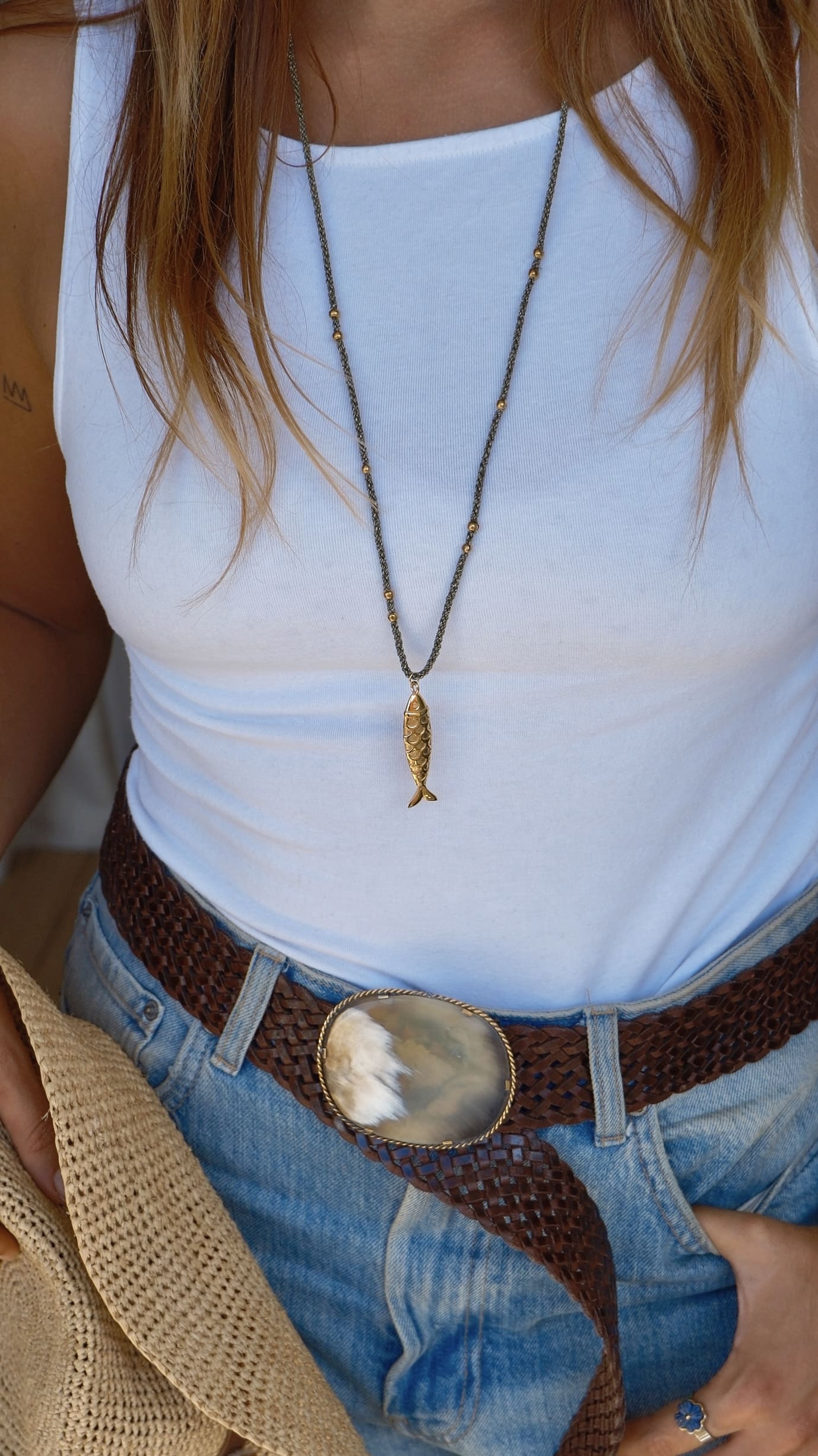 Collier RAPHY – Sautoir pendentif poisson en acier inoxydable – Fait main à Marseille